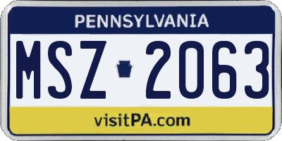 PA license plate MSZ2063