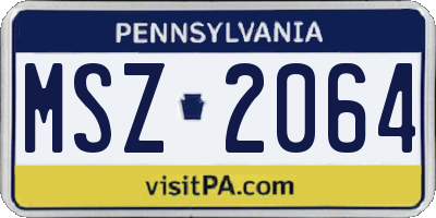 PA license plate MSZ2064