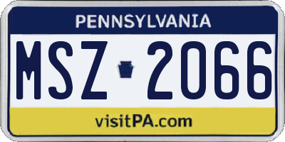 PA license plate MSZ2066