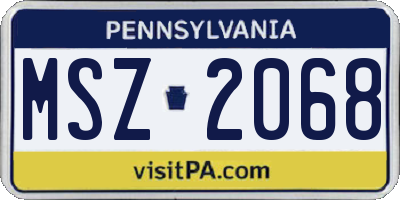 PA license plate MSZ2068