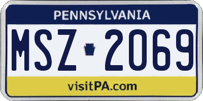 PA license plate MSZ2069