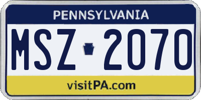 PA license plate MSZ2070