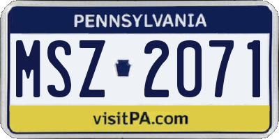 PA license plate MSZ2071