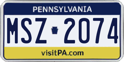 PA license plate MSZ2074