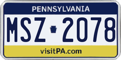 PA license plate MSZ2078