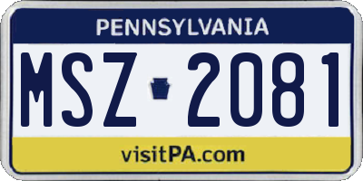 PA license plate MSZ2081