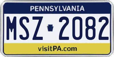 PA license plate MSZ2082