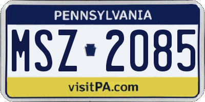 PA license plate MSZ2085