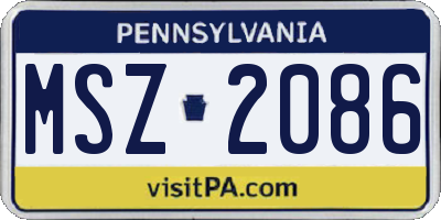 PA license plate MSZ2086