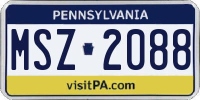 PA license plate MSZ2088