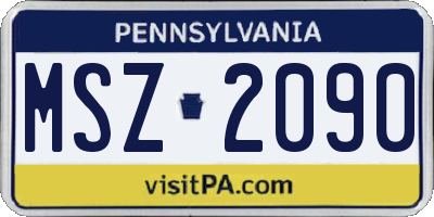 PA license plate MSZ2090