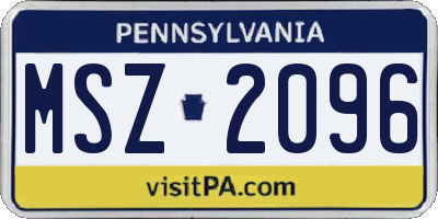 PA license plate MSZ2096