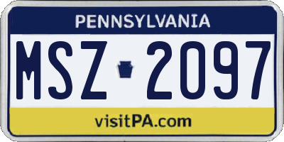 PA license plate MSZ2097