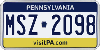 PA license plate MSZ2098