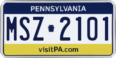 PA license plate MSZ2101