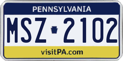 PA license plate MSZ2102