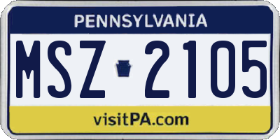 PA license plate MSZ2105