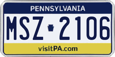 PA license plate MSZ2106