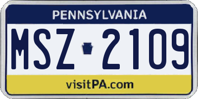 PA license plate MSZ2109
