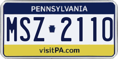 PA license plate MSZ2110