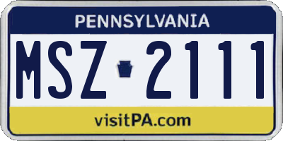 PA license plate MSZ2111