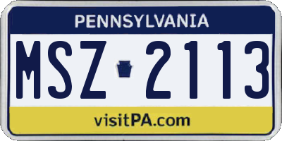 PA license plate MSZ2113