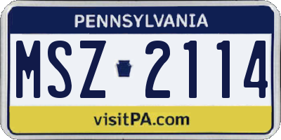 PA license plate MSZ2114