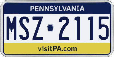 PA license plate MSZ2115
