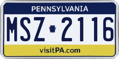 PA license plate MSZ2116
