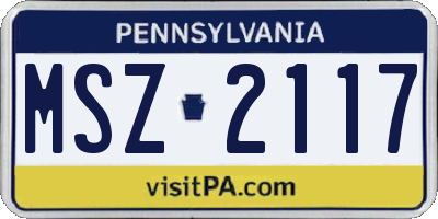 PA license plate MSZ2117