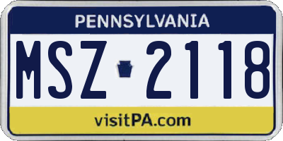 PA license plate MSZ2118