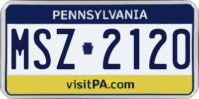 PA license plate MSZ2120
