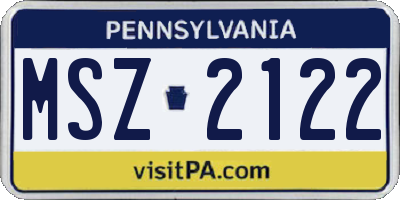 PA license plate MSZ2122