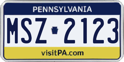 PA license plate MSZ2123