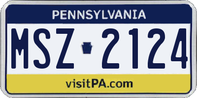 PA license plate MSZ2124