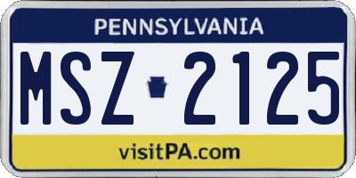 PA license plate MSZ2125