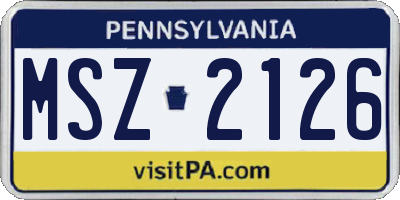 PA license plate MSZ2126