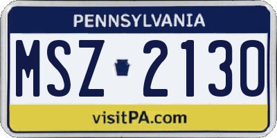 PA license plate MSZ2130