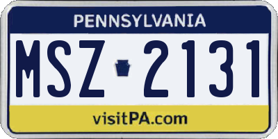 PA license plate MSZ2131