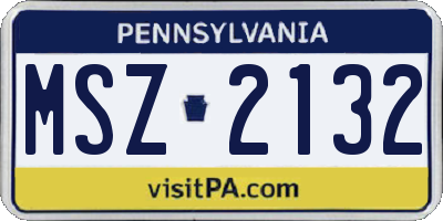 PA license plate MSZ2132