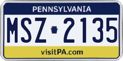 PA license plate MSZ2135