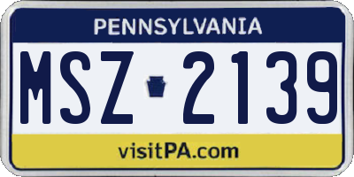 PA license plate MSZ2139