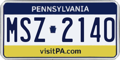 PA license plate MSZ2140