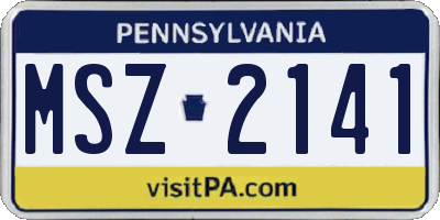 PA license plate MSZ2141