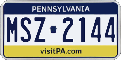 PA license plate MSZ2144