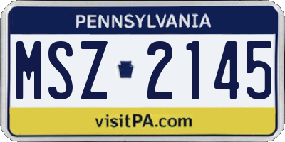 PA license plate MSZ2145