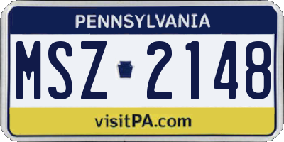 PA license plate MSZ2148