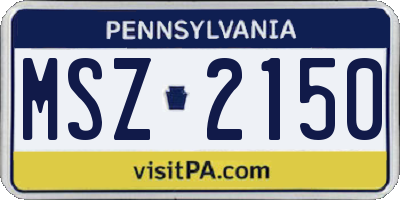 PA license plate MSZ2150