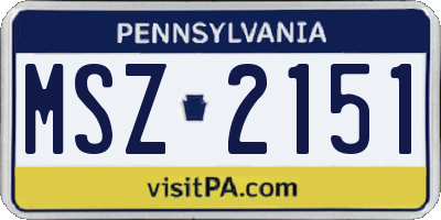 PA license plate MSZ2151