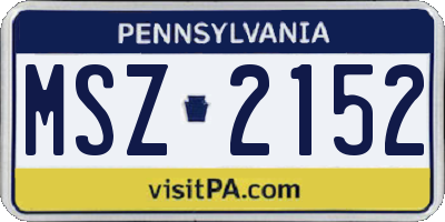 PA license plate MSZ2152